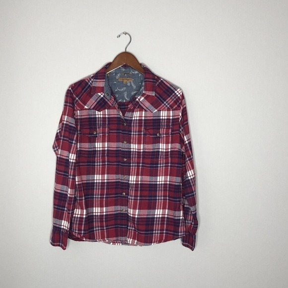 Jachs Girlfriend Size M Red Flannel plaid button down shirt flannel - Picture 1 of 6